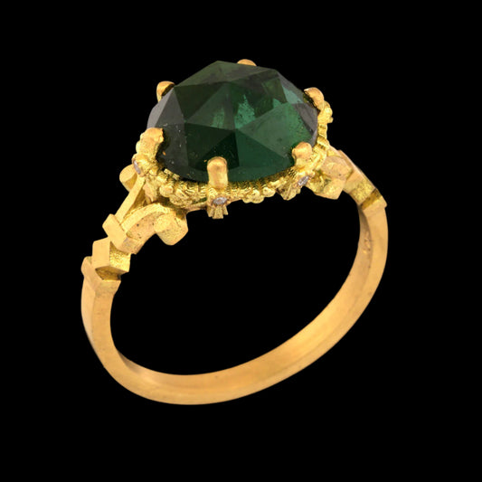CLOVER GREEN TOURMALINE RING