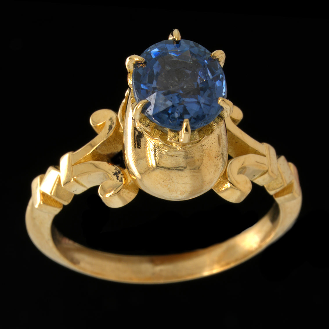 SAPPHIRE CROWNED SKULL RING