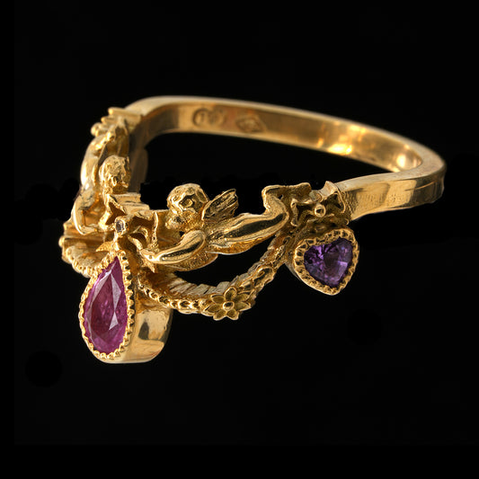BERIBBONED PINK SAPPHIRE ANGEL RING
