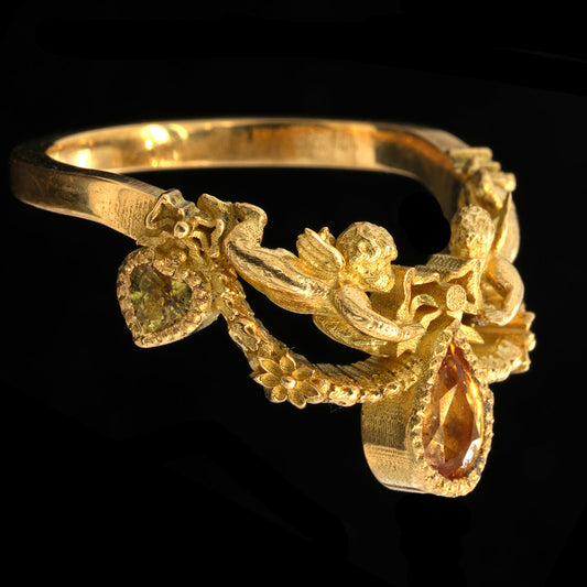 BERIBBONED GOLDEN SAPPHIRE ANGEL RING