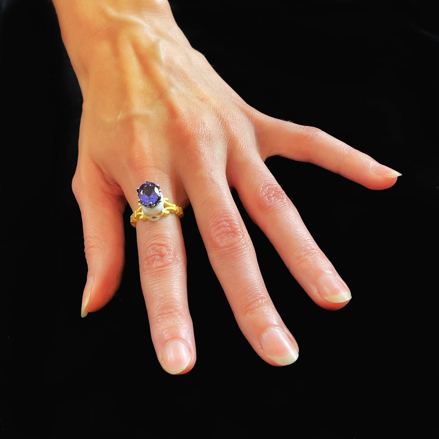CATACOMB SAINT SKULL TANZANITE RING
