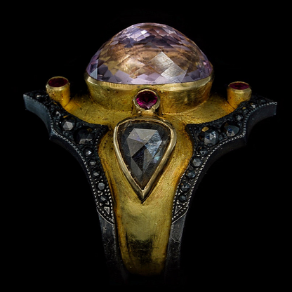 KUNZITE DIAMOND BYZANTINE RING