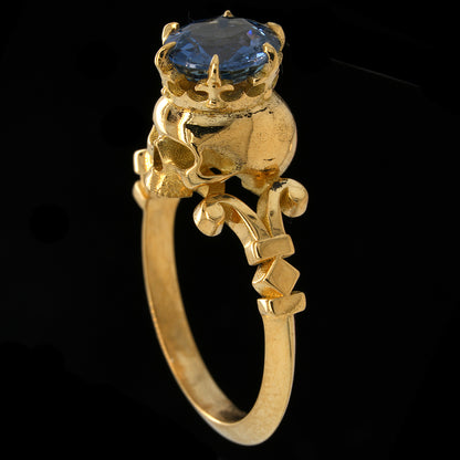 SAPPHIRE CROWNED SKULL RING