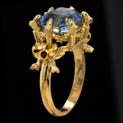 BERIBBONED PARTI SAPPHIRE RING