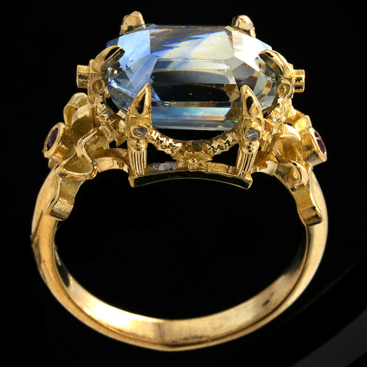 BERIBBONED PARTI SAPPHIRE RING