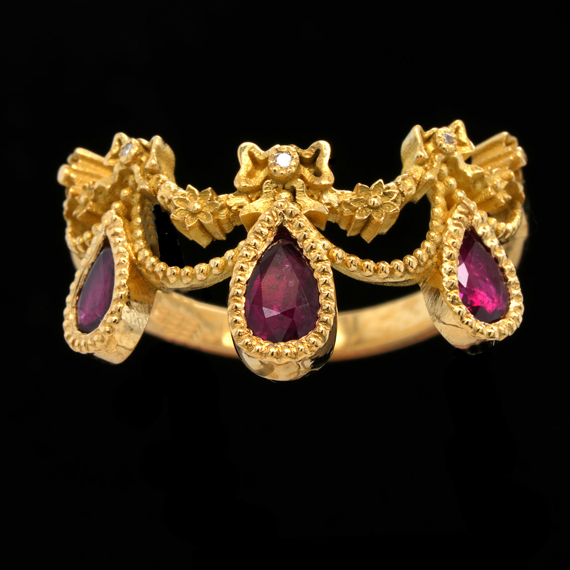 BOWS AND RUBIES RING