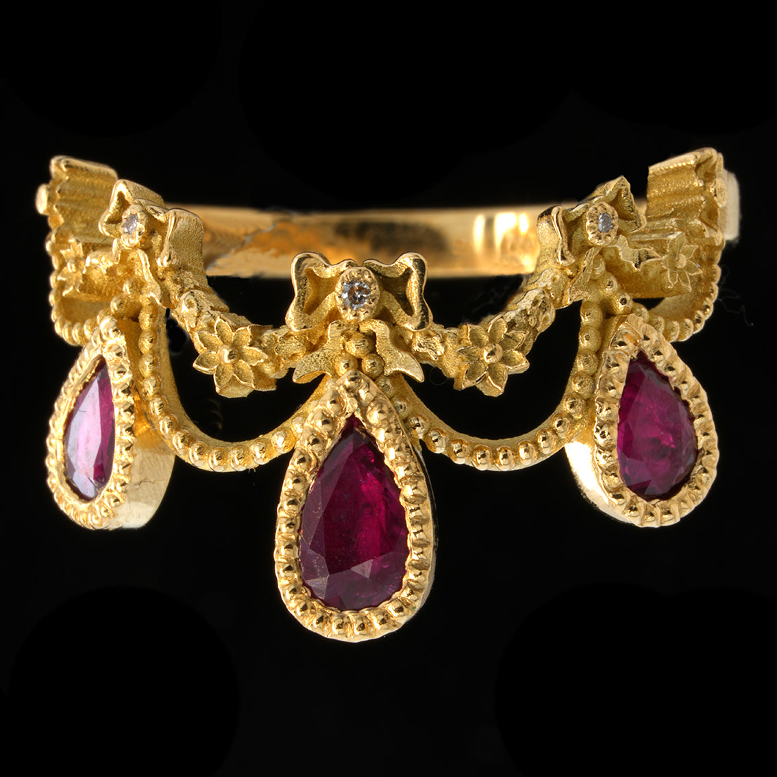 BOWS AND RUBIES RING