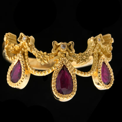 BOWS AND RUBIES RING