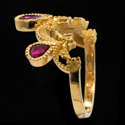 BOWS AND RUBIES RING