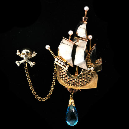 PIRATE SHIP BROOCH
