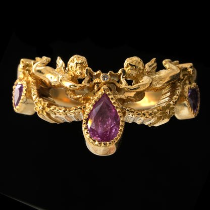 BERIBBONED PINK SAPPHIRE ANGEL RING