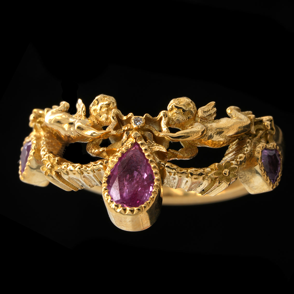 BERIBBONED PINK SAPPHIRE ANGEL RING