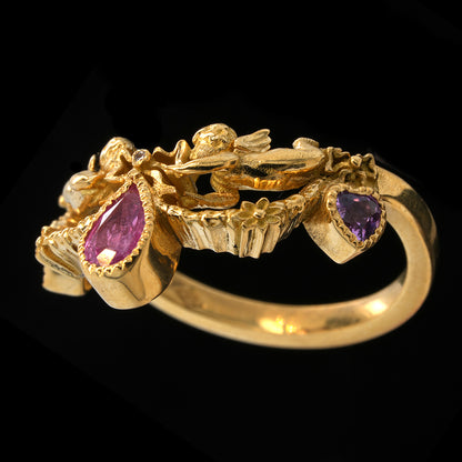 BERIBBONED PINK SAPPHIRE ANGEL RING