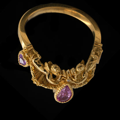 BERIBBONED PINK SAPPHIRE ANGEL RING