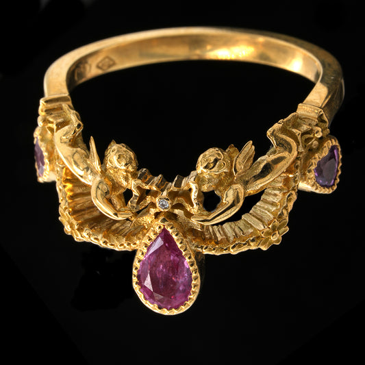 BERIBBONED PINK SAPPHIRE ANGEL RING