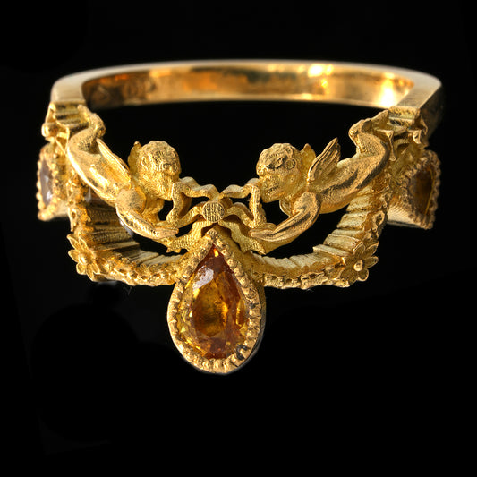 BERIBBONED GOLDEN SAPPHIRE ANGEL RING