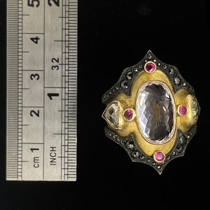 ANELLO BIZANTINO CON DIAMANTI KUNZITE