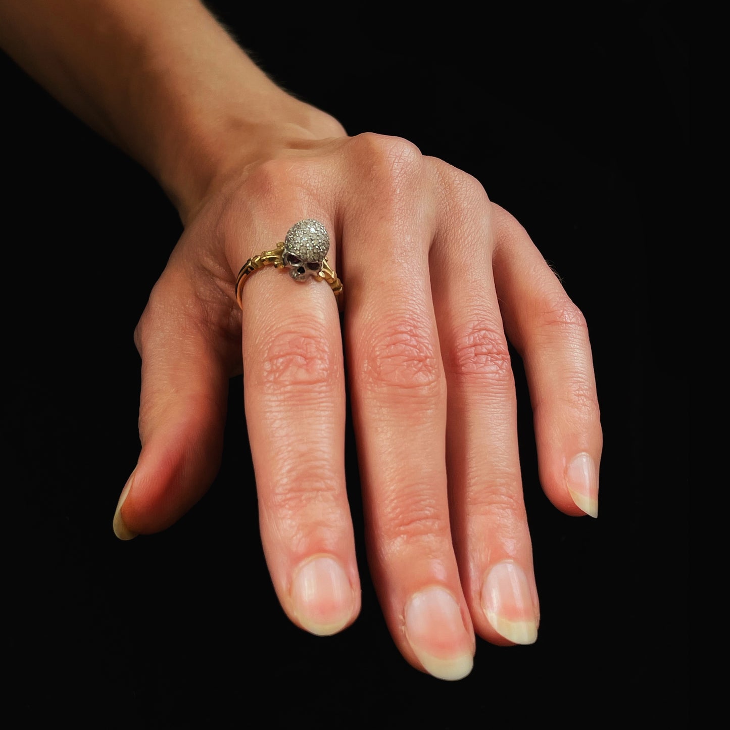 CATACOMB SAINT DIAMOND ENCRUSTED SKULL RING