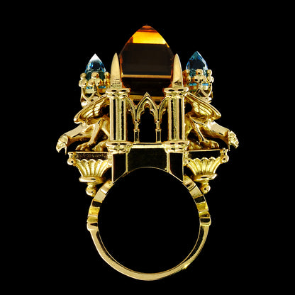 CITRINE AND AQUAMARINE CATHEDRAL RING