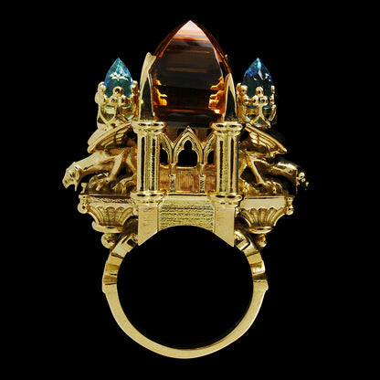 CITRINE AND AQUAMARINE CATHEDRAL RING