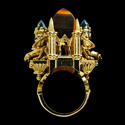 CITRINE AND AQUAMARINE CATHEDRAL RING