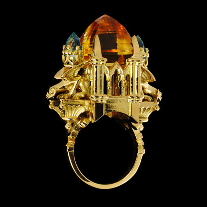 CITRINE AND AQUAMARINE CATHEDRAL RING