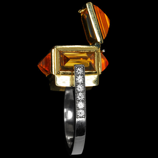citrine and diamond ring with opening compartment 